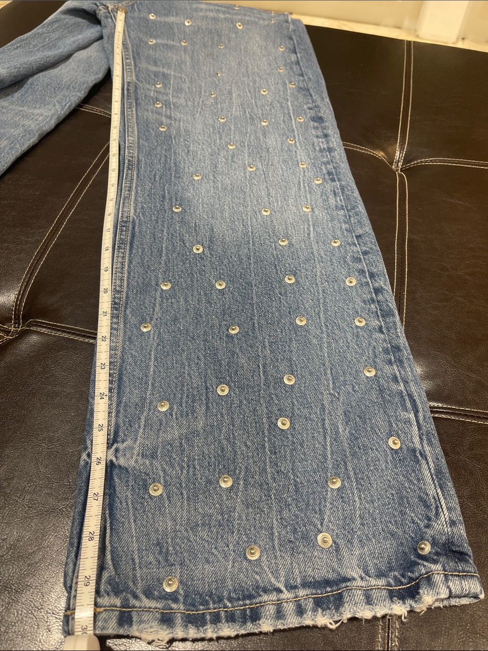 Zara Blue Wide-Leg Jeans with Silver Studs 🇨🇦 - Picture 9 of 11